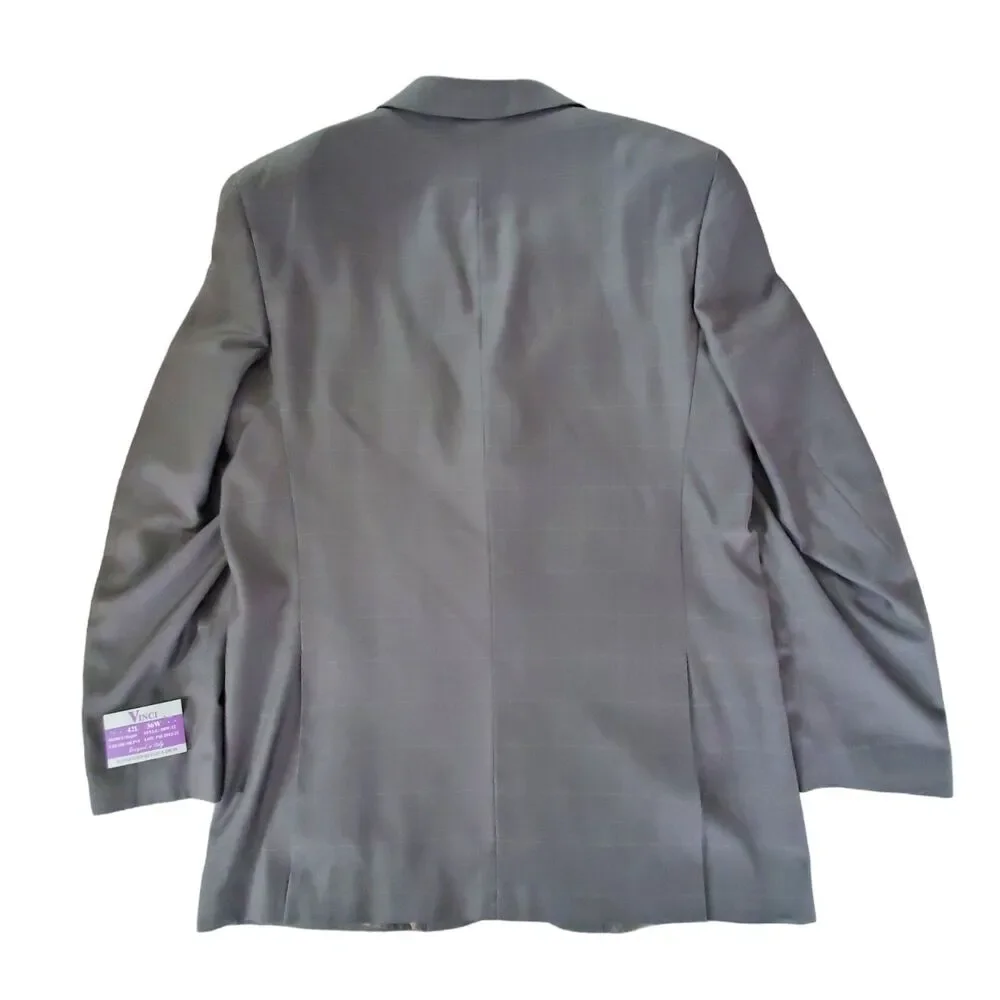 Vinci‎ Super 150's Suit Jacket Zegna Olive Window Pane Italian Men's 42L $300